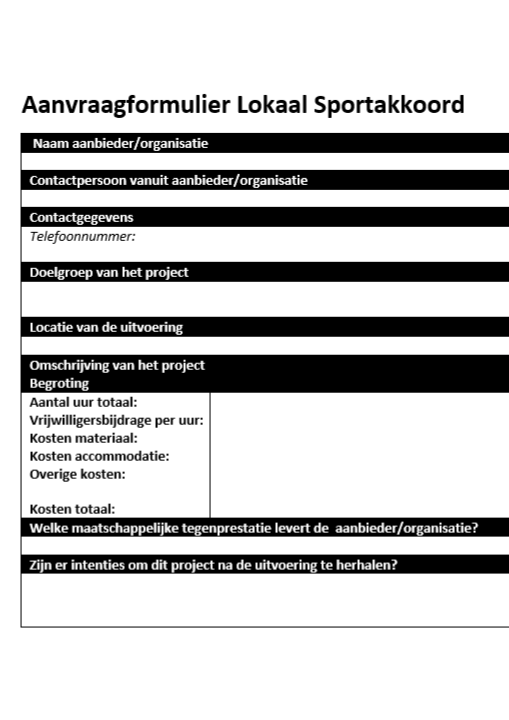 Aanvraagformulier lokaal sportakkoord